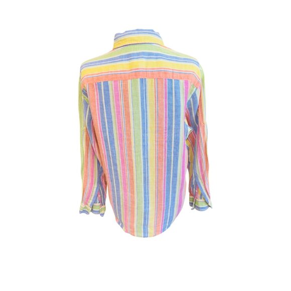Jones New York 100% Linen Multicolor Striped Button-Up Shirt M Money Sustainable - Picture 3 of 9